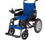 Folded lightweight electric wheelchair in a car trunk