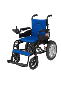 Folded lightweight electric wheelchair in a car trunk