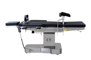 AM-Y09A electric surgical operation table with radiolucent tabletop for C-arm imaging.