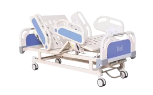 AM-B01-III-13 2-crank Hospital Bed Manual: with aluminum side rails and ABS headboards for clinical patient care.