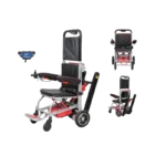 Folded electric stair climber chair in car trunk.