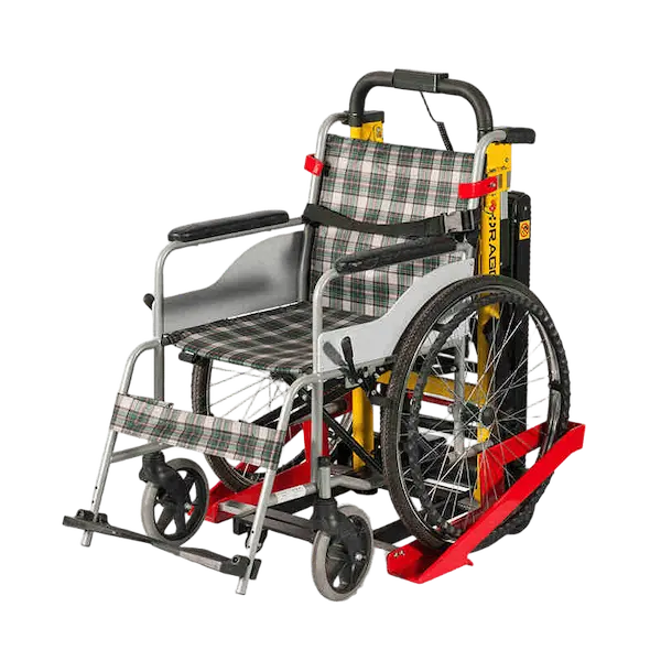 AM-11C motorized stair chair with powered caterpillar tracks for safe stair climbing.