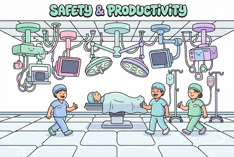 The Operating Room Is Not Exhausting Because of People, but Because of the Floor: How Ceiling Supply Units Reduce Trip Hazards and Streamline Workflow
