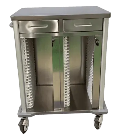 medical records trolley lockable Lockable patient file cart in nursing station
