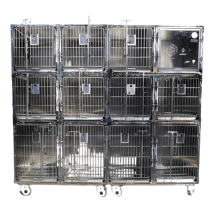 AM-PC09 12-Door Veterinary Cage Bank with ICU Module